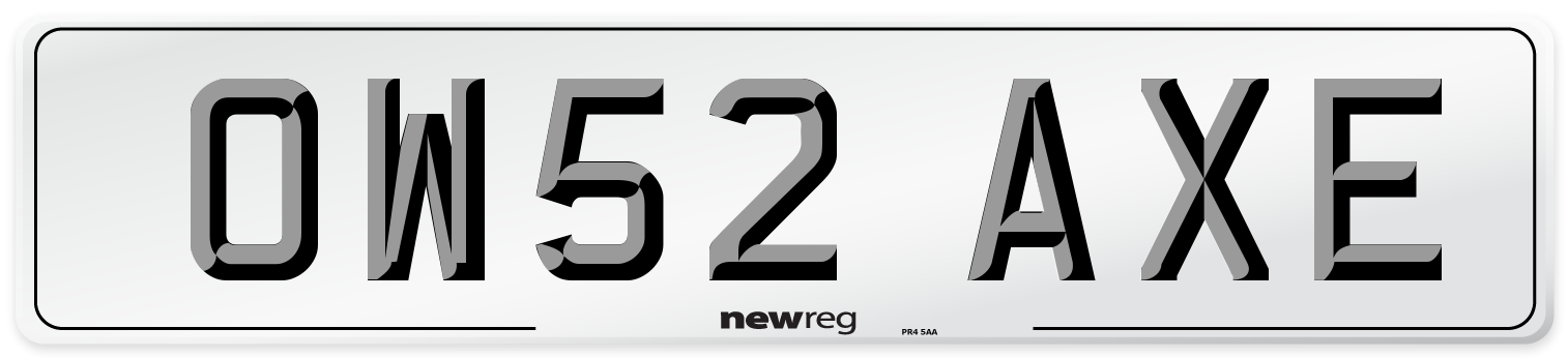 OW52 AXE Number Plate from New Reg